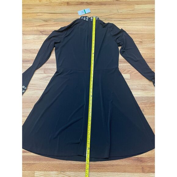 Michael Kors Women's Dress Sheath Knee Length Polyester Grommet MockNeck L Black - Picture 7 of 10